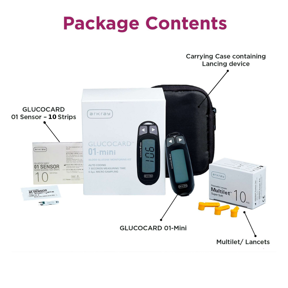 ARKRAY Max Glucocard 01-Mini - Blood Glucose Monitoring Kit with 20 Strips | Reliable Diabetes Monitoring Arkray Inc