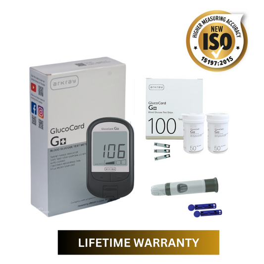Glucocard G+ Device with 100 bottlepack Strips + 25 Lancets Arkray