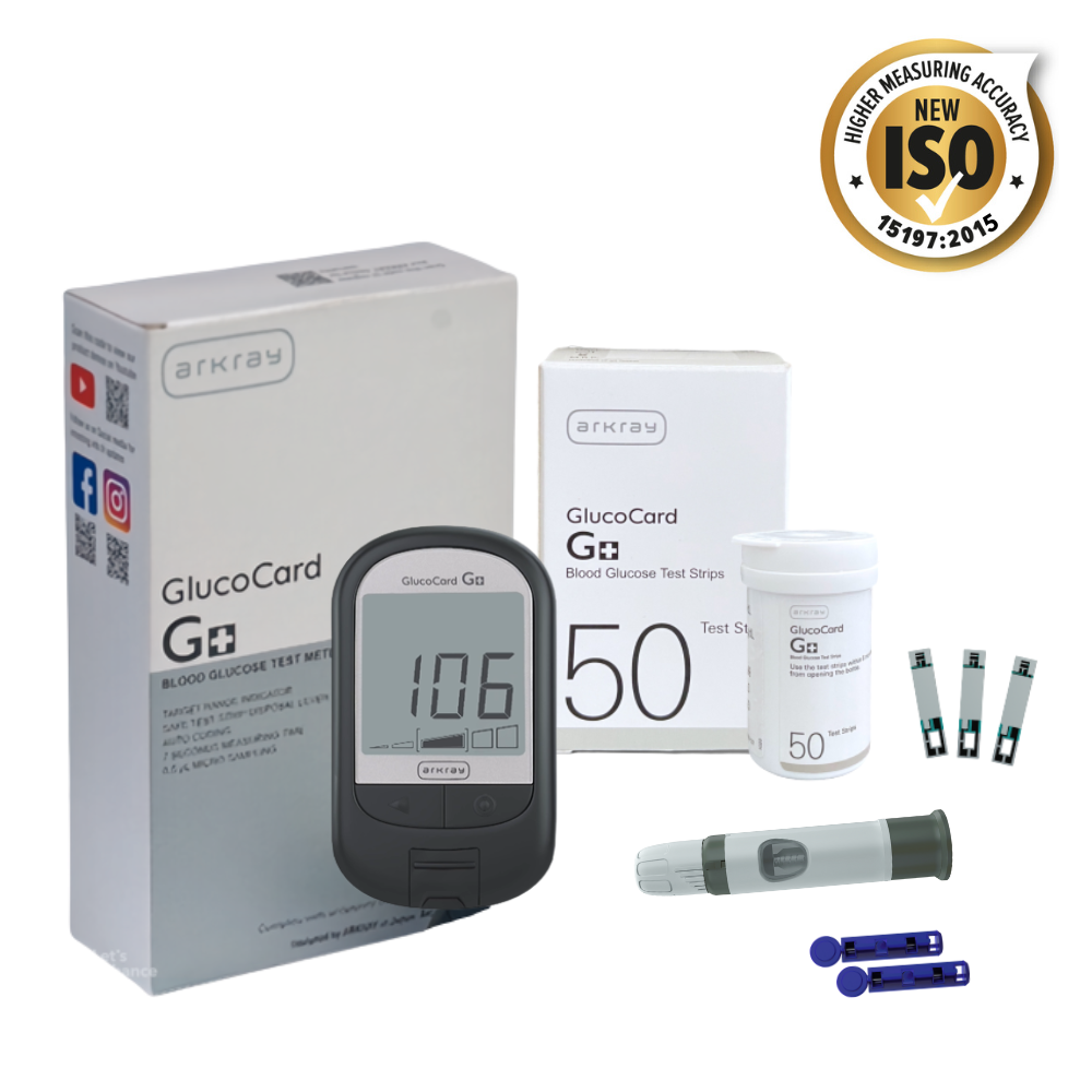 Free Glucocard G+ Device with 50 Strips + 25 Lancets Arkray