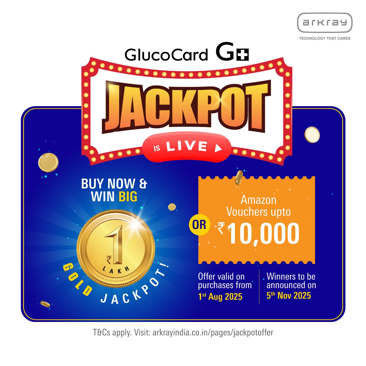 Free Glucocard G+ Device with 50 Individually Packed Strips + 25 Lancets Arkray