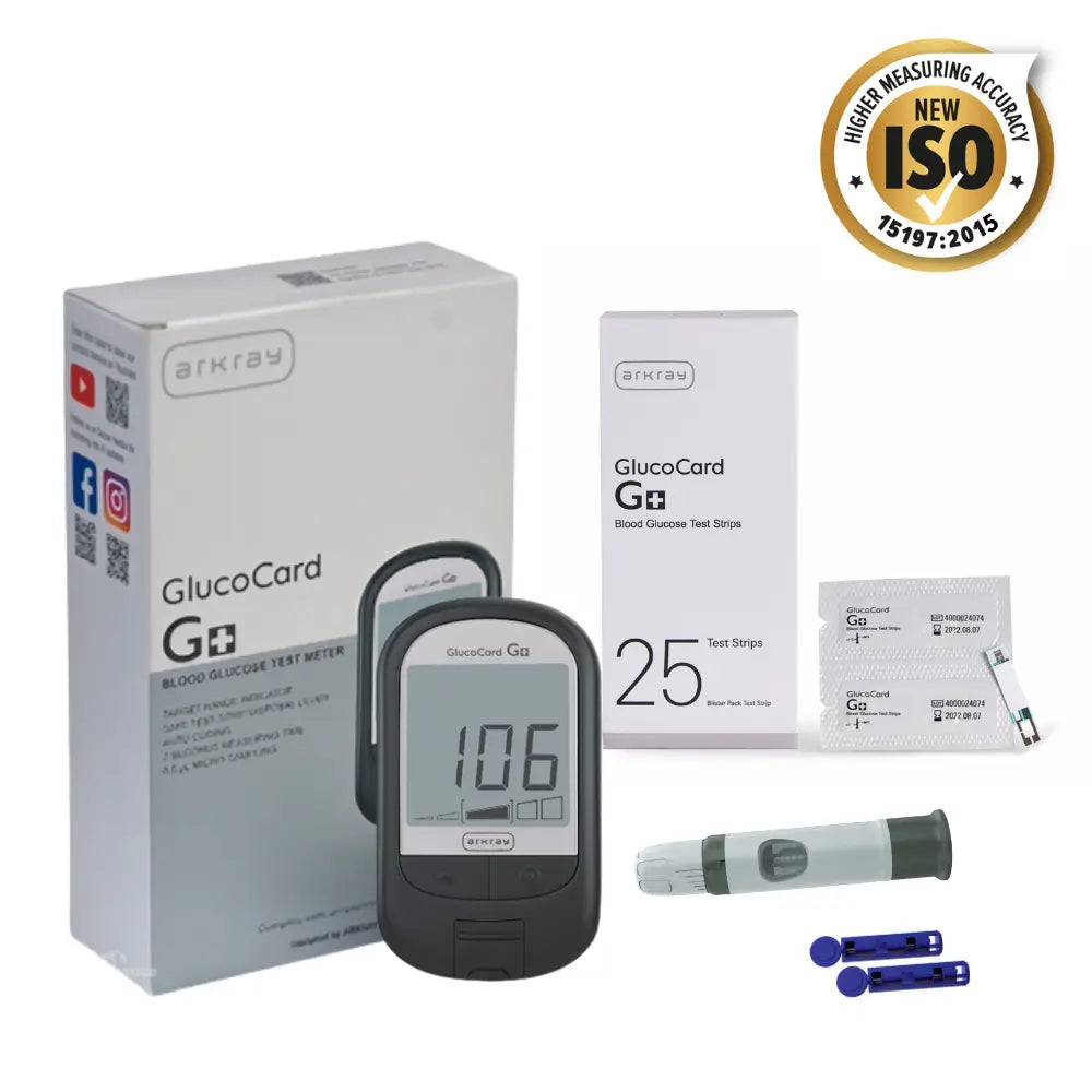 Free Glucocard G+ Device on purchase of 25 Individually Packed Strips + 25 Lancets Arkray