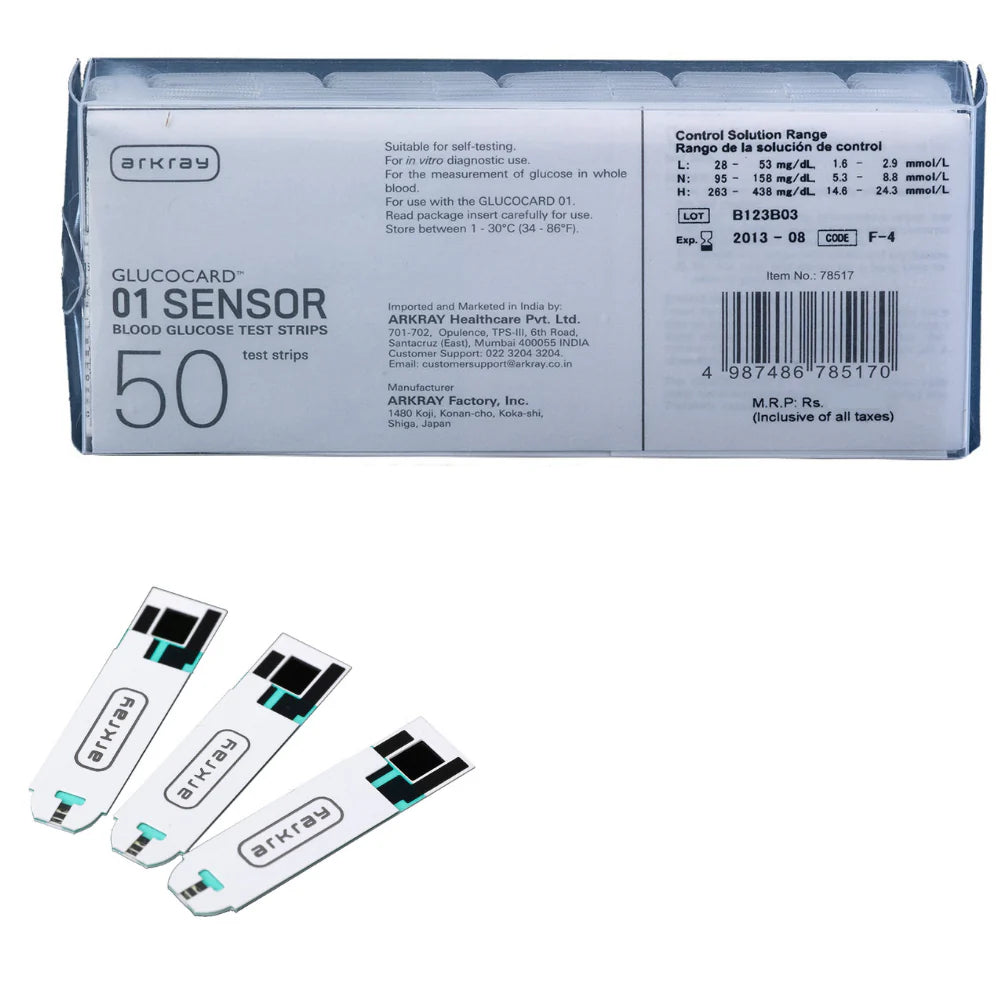 ARKRAY Glucocard 01 Mini 50 strips with 50 Lancets Combo For Blood Glucose Monitor Arkray