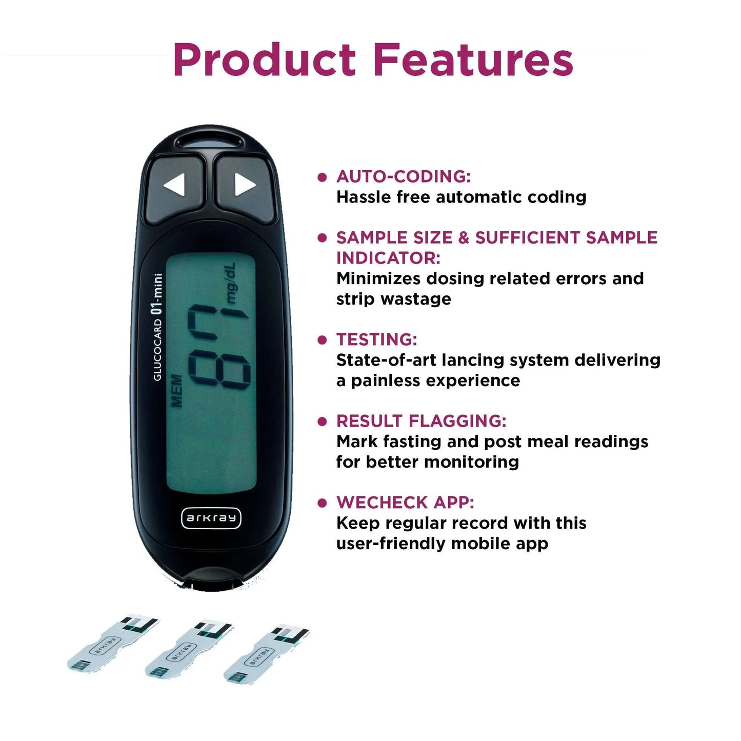 ARKRAY Max Glucocard 01-Mini - Blood Glucose Monitoring Kit | Reliable Diabetes Monitoring Arkray Inc