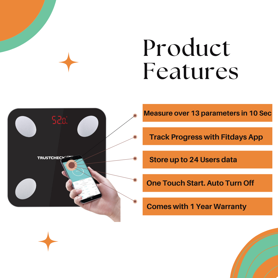Trustcheck Digital Bluetooth Fitness body composition analyzer monitor with 13 Parameters Arkray