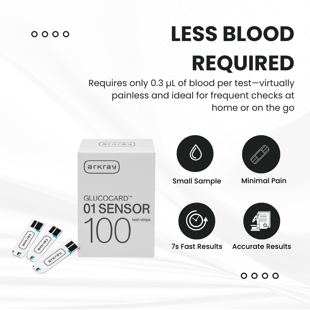 Glucocard 01 Sensor - 100 strips ARKRAY HEALTHCARE PVT LTD, MUMBAI, INDIA