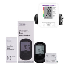 Load image into Gallery viewer, ARKRAY Glucocard G+ Blood Glucose meter With 10 Strips and TRUSTCHECK Blood Pressure Monitor 2.0 Combo Arkray