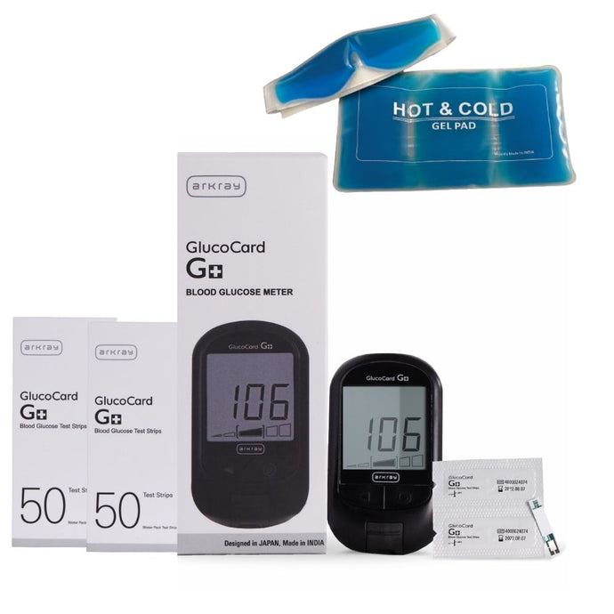 ARKRAY GlucoCard G+ Blood Glucose Meter with 10+100 Test Strips And Relief & Relax Kit Arkray