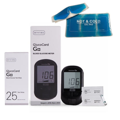 ARKRAY GlucoCard G+ Blood Glucose Meter with 10+25 Test Strips And Relief & Relax Kit Arkray